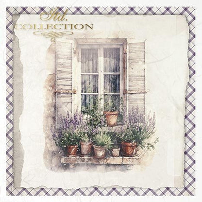 Decorative image of a window with plants on a checkered border.