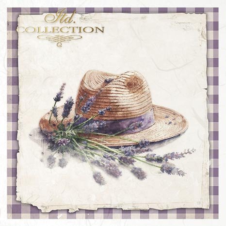 Straw hat with lavender on a textured background