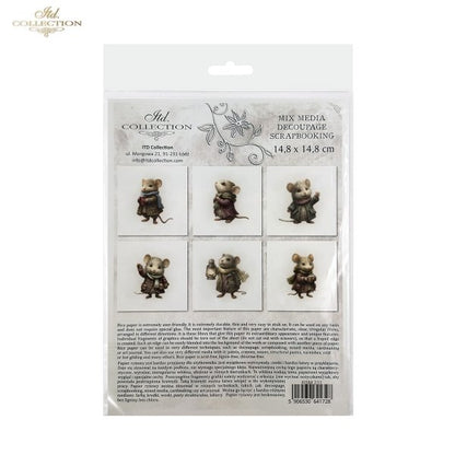 Decoupage Mini Rice Paper Set - Mice