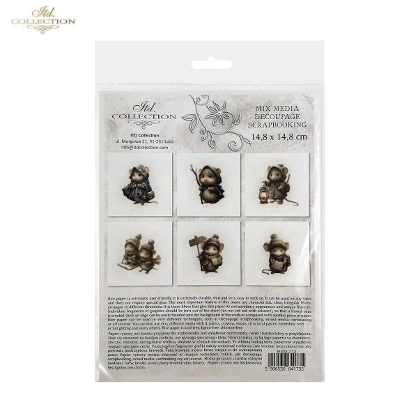 Decoupage Mini Rice Paper Set - Mice II