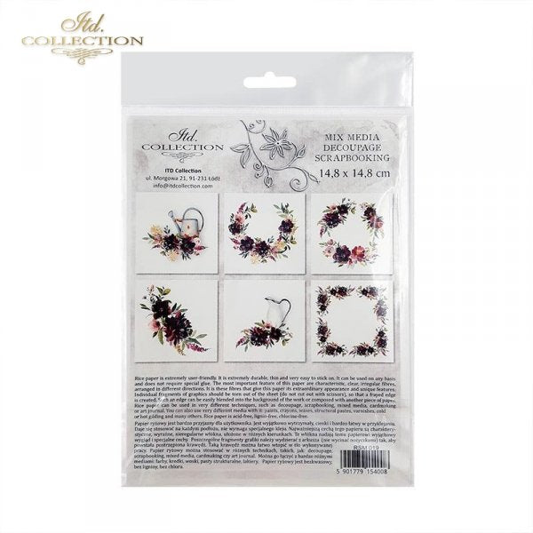 Decoupage Mini Rice Paper Set - Purple Flowers