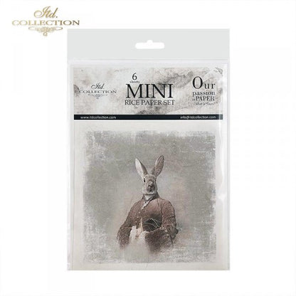Decoupage Mini Rice Paper Set - Rabbit Portraits