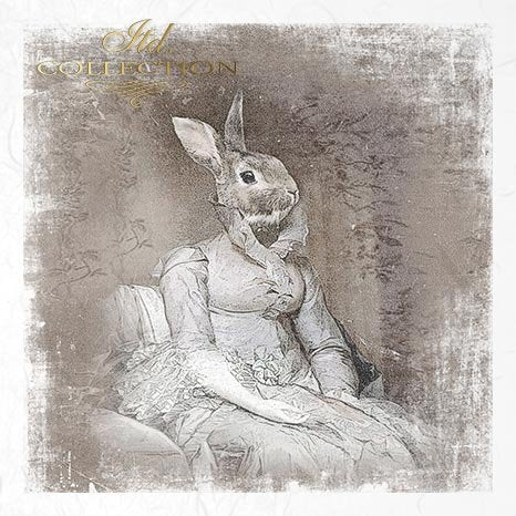 Decoupage Mini Rice Paper Set - Rabbit Portraits