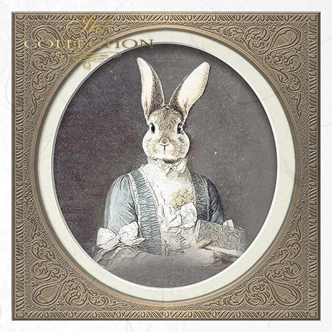 Decoupage Mini Rice Paper Set - Rabbit Portraits II