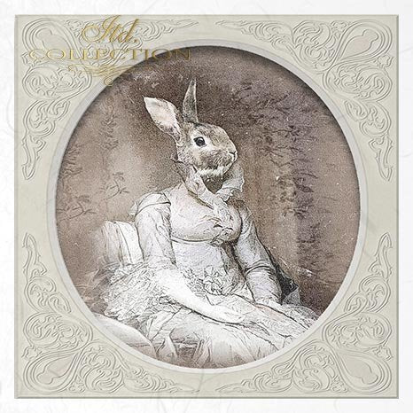 Decoupage Mini Rice Paper Set - Rabbit Portraits II