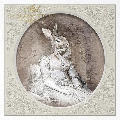 Decoupage Mini Rice Paper Set - Rabbit Portraits II