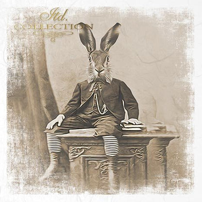 Decoupage Mini Rice Paper Set - Rabbits in Costume