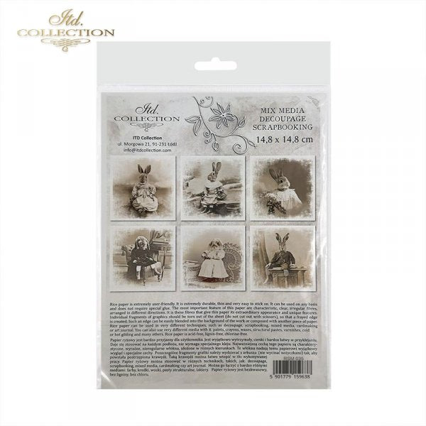 Decoupage Mini Rice Paper Set - Rabbits in Costume