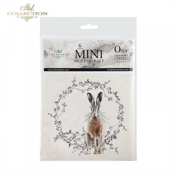 Decoupage Mini Rice Paper Set - Rabbits in Wreaths