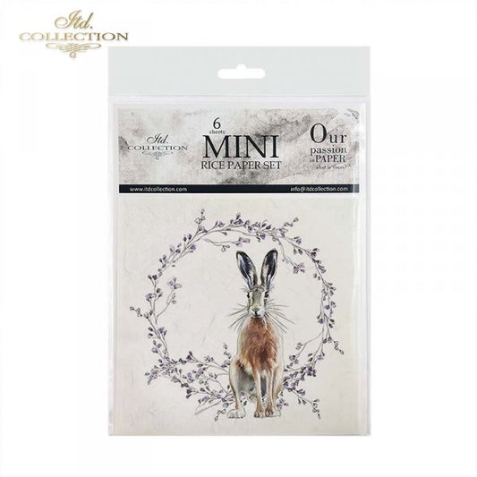 Decoupage Mini Rice Paper Set - Rabbits in Wreaths
