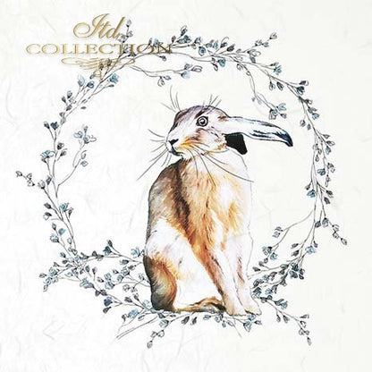 Decoupage Mini Rice Paper Set - Rabbits in Wreaths