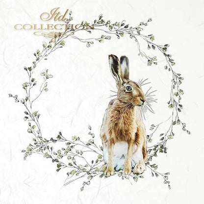 Decoupage Mini Rice Paper Set - Rabbits in Wreaths