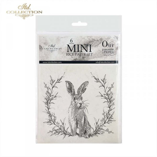 Decoupage Mini Rice Paper Set - Rabbits in Wreaths II