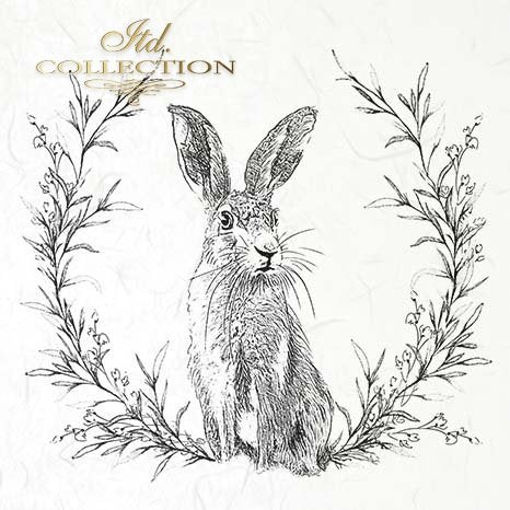 Decoupage Mini Rice Paper Set - Rabbits in Wreaths II