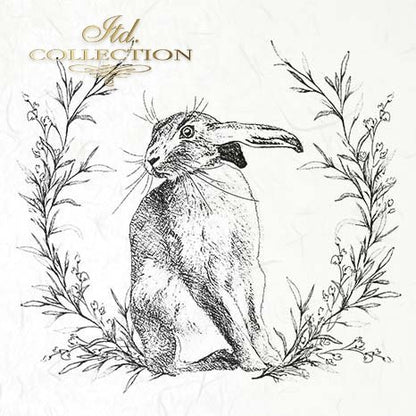 Decoupage Mini Rice Paper Set - Rabbits in Wreaths II