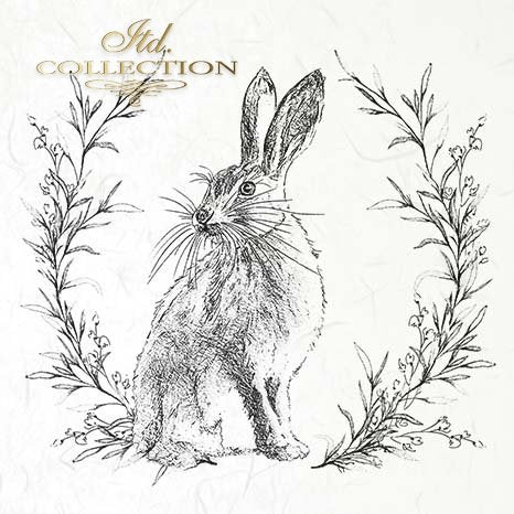 Decoupage Mini Rice Paper Set - Rabbits in Wreaths II