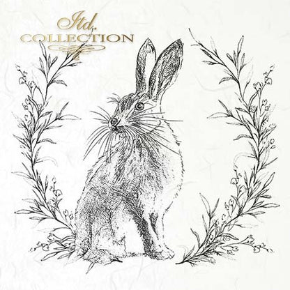 Decoupage Mini Rice Paper Set - Rabbits in Wreaths II