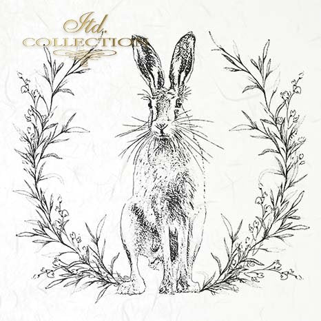 Decoupage Mini Rice Paper Set - Rabbits in Wreaths II