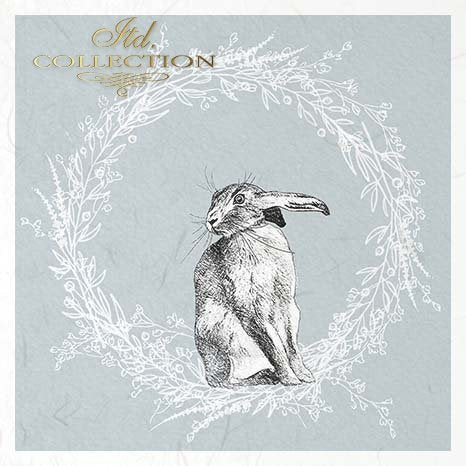 Decoupage Mini Rice Paper Set - Rabbits in Wreaths III