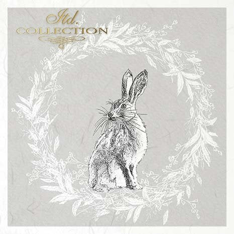 Decoupage Mini Rice Paper Set - Rabbits in Wreaths III