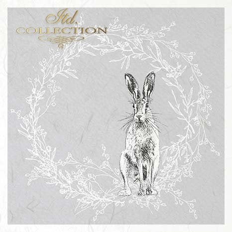 Decoupage Mini Rice Paper Set - Rabbits in Wreaths III