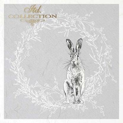 Decoupage Mini Rice Paper Set - Rabbits in Wreaths III
