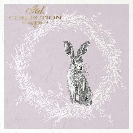 Decoupage Mini Rice Paper Set - Rabbits in Wreaths III