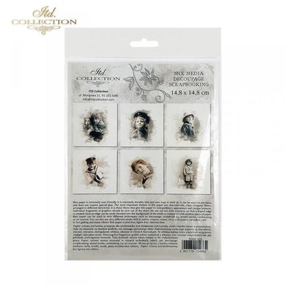 Decoupage Mini Rice Paper Set - Retro Portraits