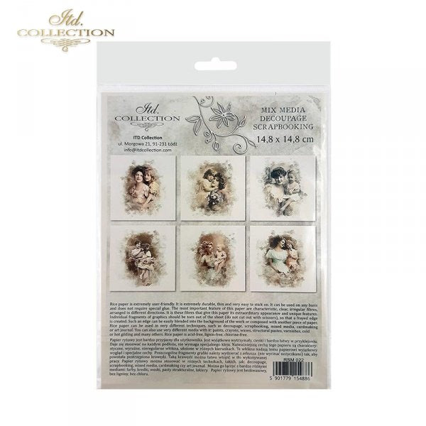 Decoupage Mini Rice Paper Set - Retro Portraits III