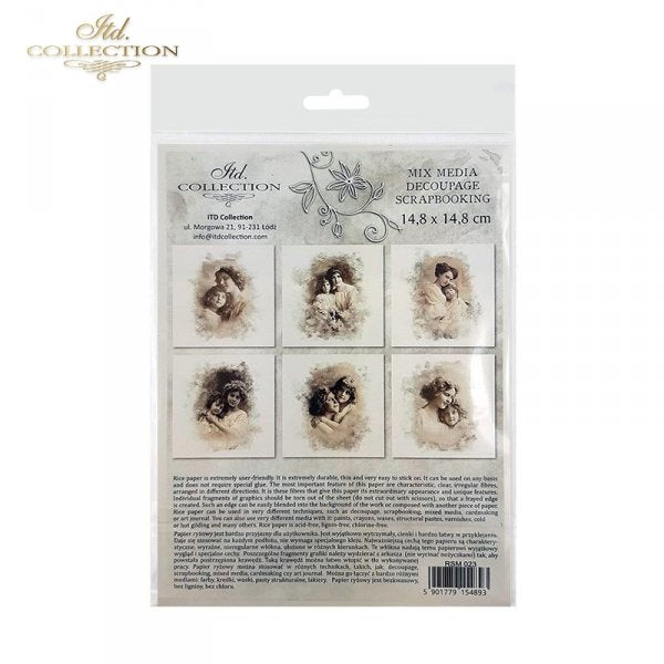 Decoupage Mini Rice Paper Set - Retro Portraits IV