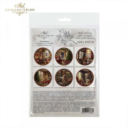 Packaged decoupage scrapbooking papers with scenic images on a white background