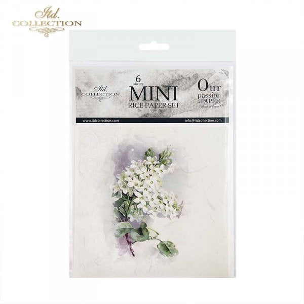 Package of mini rice paper set with floral design and 'Itd Collection' branding.