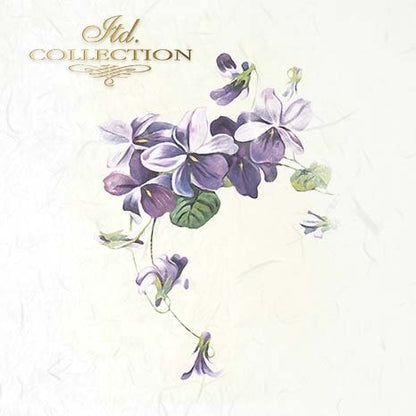 Decorative card with purple flowers on a light background