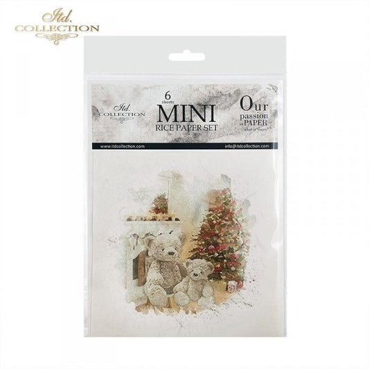 Decoupage Mini Rice Paper Set - Teddy Bear Christmas