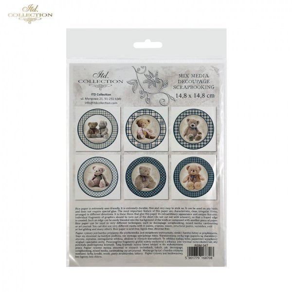 Decoupage Mini Rice Paper Set - Teddy Bears II