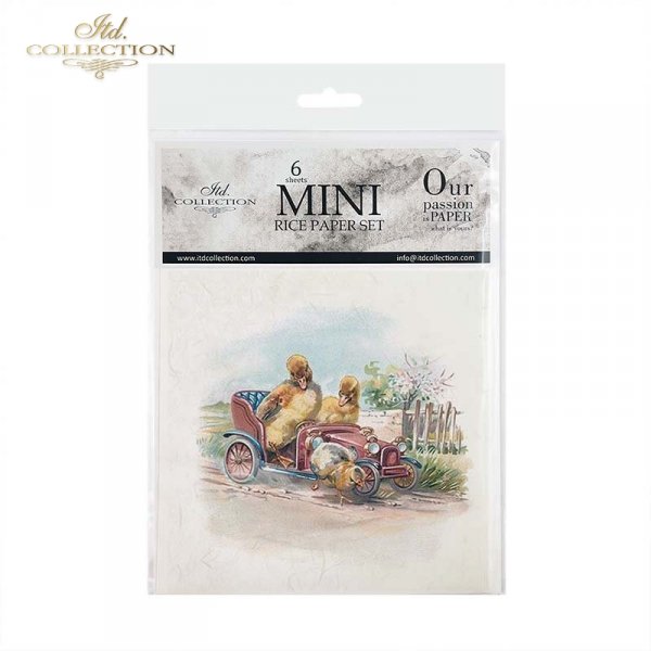 Decoupage Mini Rice Paper Set - Travelling Chickens