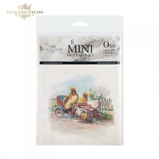 Decoupage Mini Rice Paper Set - Travelling Chickens