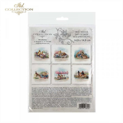 Decoupage Mini Rice Paper Set - Travelling Chickens