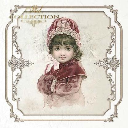 Vintage-style portrait of a child in a decorative frame