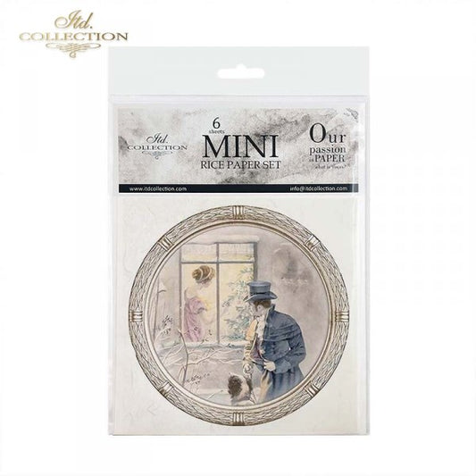 Packaging of 6 mini rice paper sets with a vintage design on a white background.