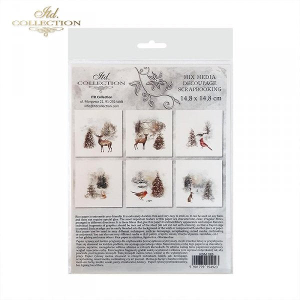 Decoupage Mini Rice Paper Set - Winter Animals