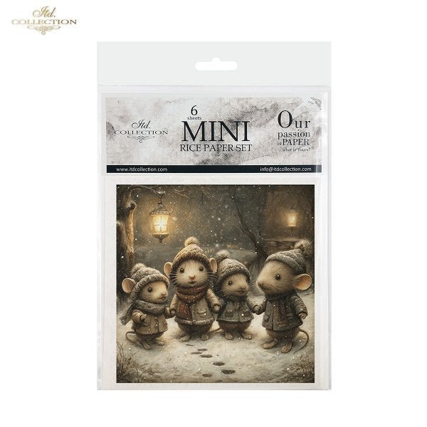 Decoupage Mini Rice Paper Set - Winter Mice