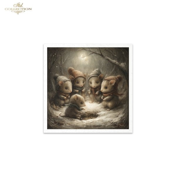 Decoupage Mini Rice Paper Set - Winter Mice