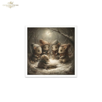 Decoupage Mini Rice Paper Set - Winter Mice