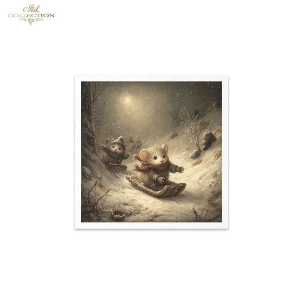 Decoupage Mini Rice Paper Set - Winter Mice