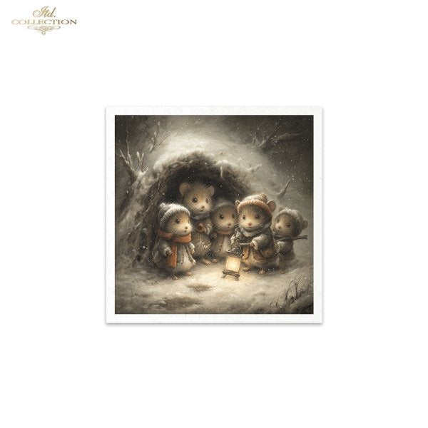 Decoupage Mini Rice Paper Set - Winter Mice