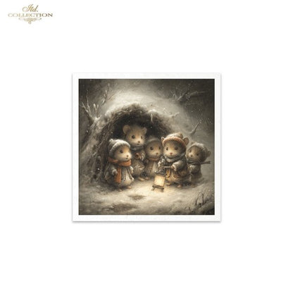 Decoupage Mini Rice Paper Set - Winter Mice