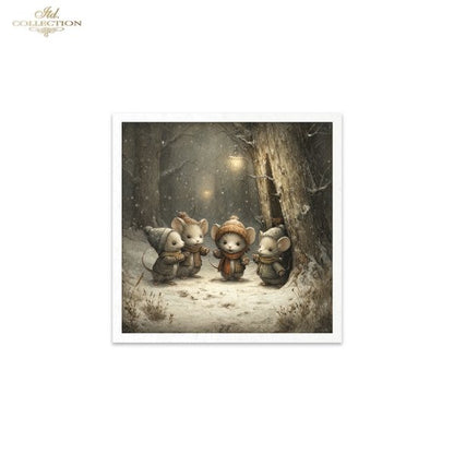 Decoupage Mini Rice Paper Set - Winter Mice