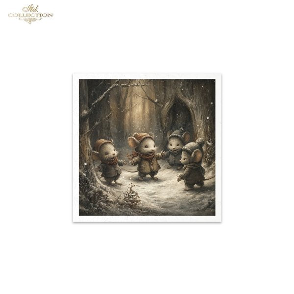 Decoupage Mini Rice Paper Set - Winter Mice