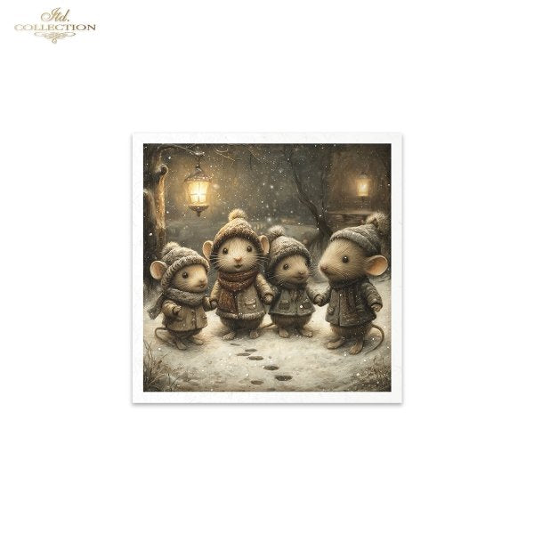 Decoupage Mini Rice Paper Set - Winter Mice